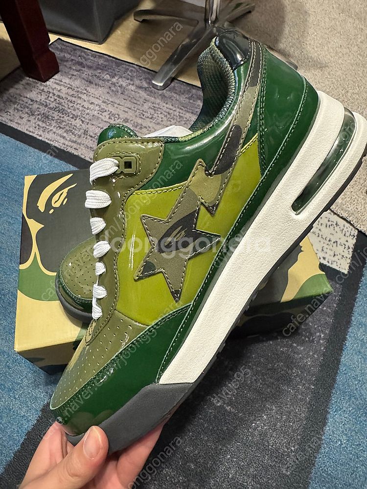 [새상품 270] BAPE 베이프 로드 스타 레더 그린--3