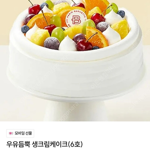 파리바게트 우유듬뿍 생크림케이크 6호 24cm 45000원