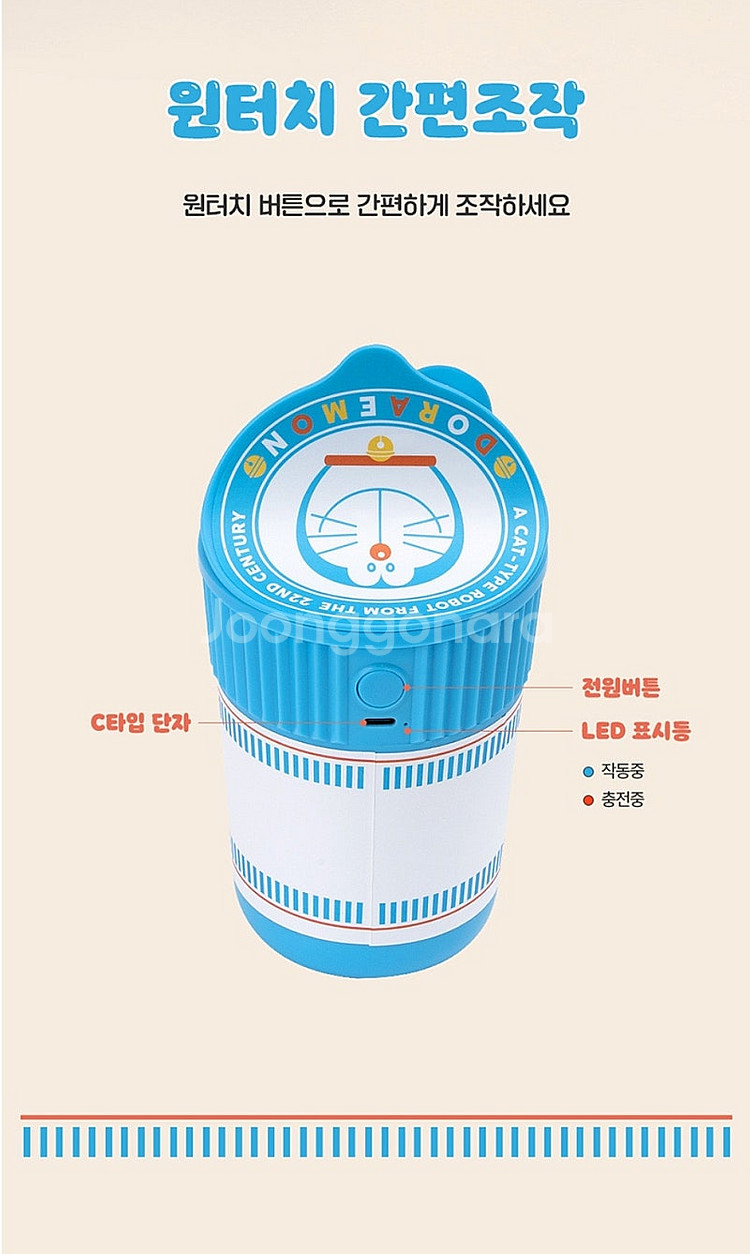 (미개봉품) 도라에몽 탁상용 차량량용 라면 가습기--4