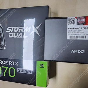 7800x3d 정품, 이엠텍 지포스 RTX 4070 SUPER STORM X Dual OC D6X 12GB 미개봉