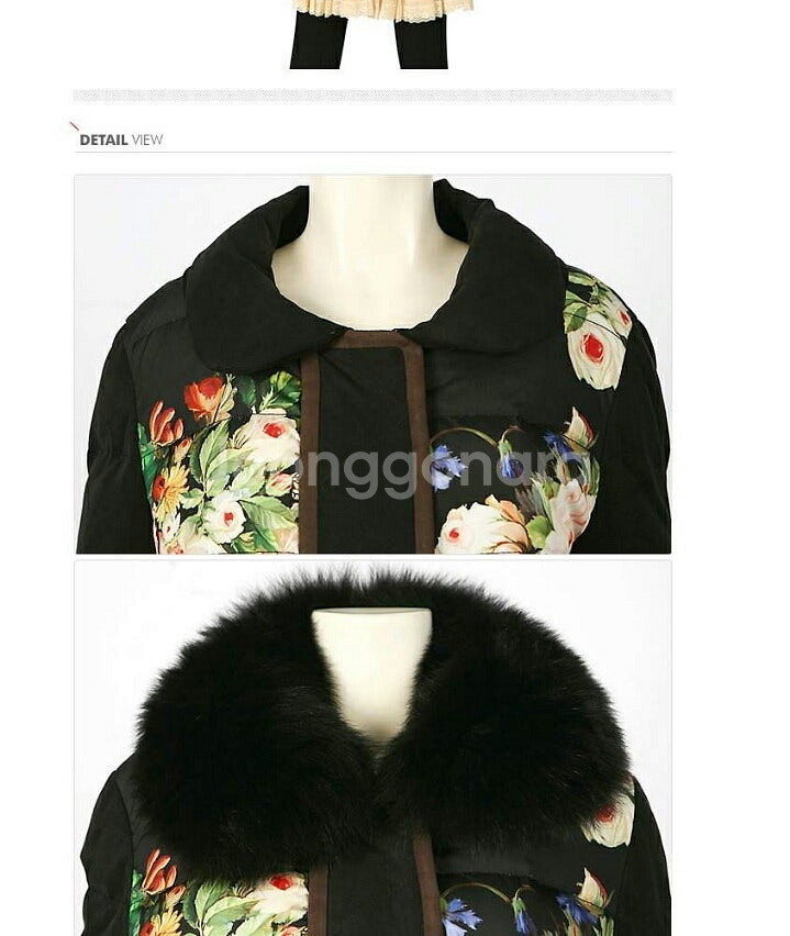 레니본 80만원대 폭스퍼 장미 패딩--2