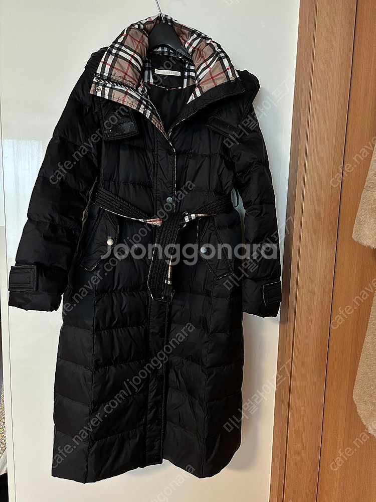 롱 구스다운 벨트 경량 후드 롱패딩 버버리체크 고퀄보세 139000원--0