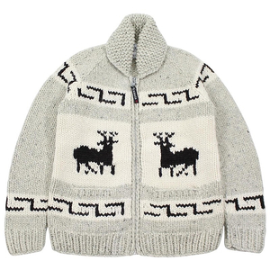 Kanata Wool Cowichan Zip-up Sweater 카나타 버진 울 코위찬 집업 스웨터 사슴 문양 캐나다 생산