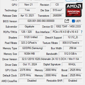 GIGABYTE AORUS 라데온 RX 6900 XT XTREME 워터블럭 D6 16GB