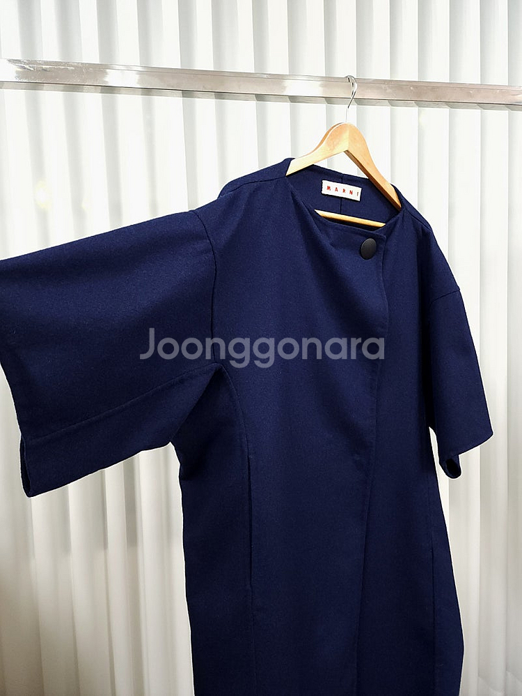 마르니 네이비 하프 슬리브 코트/한섬 타임 마인 시스템...--1