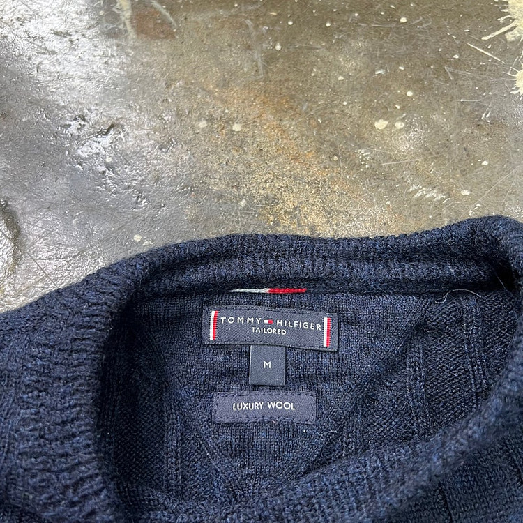 100) 타미힐피거 럭셔리울 케이블 니트 스웨터 꽈배기 니트 이미지