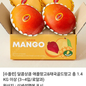 애플망고&태국골드망고 총 1.4KG 이상 (3~4입/로얄과) 기프티콘