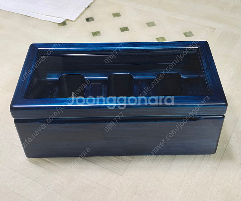 토요오카 시계보관함 히노끼 블루 3구--3