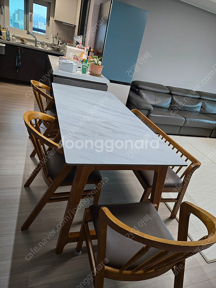 이즈네이처 써클 Italy 양면 세라믹 6인용식탁세트 원목식탁--1