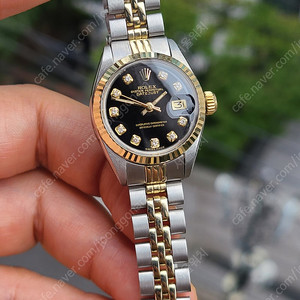 [정품] 롤렉스 여성용 데이저스트 블랙 10P 다이아몬드 (Rolex Datejust Black 10P Diamond Dial Two-Tone Women's)