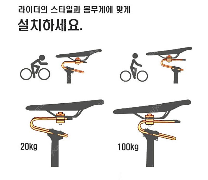 자전거안장 서스펜션 스프링안장 쿠션 레일식--3