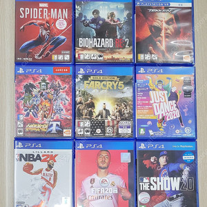 ps4 마블스파이더맨 바하re:2 철권7 슈로대T 파크라이5 저스트댄스2020 NBA2k20 피파20 더쇼20