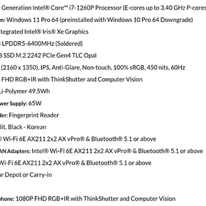 Thinkpad X1 Nano Gen2(X1 나노 2세대) i7 16G 512GB