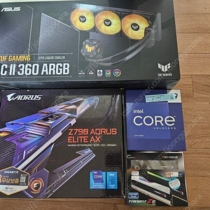 intel 인텔 13900k / 기가 Z790 어로느 엘리트 AX / 램 지스킬 DDR5 6400 16G*2 32G / ASUS TUF Gaming LC II 360 ARGB