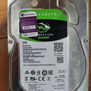 시게이트 하드 Seagate BarraCuda 7200/256M(ST2000DM008, 2TB)