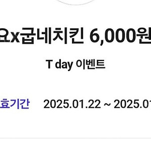 티데이 요기요x굽네 6000원 할인쿠폰 1000원에 팝니다