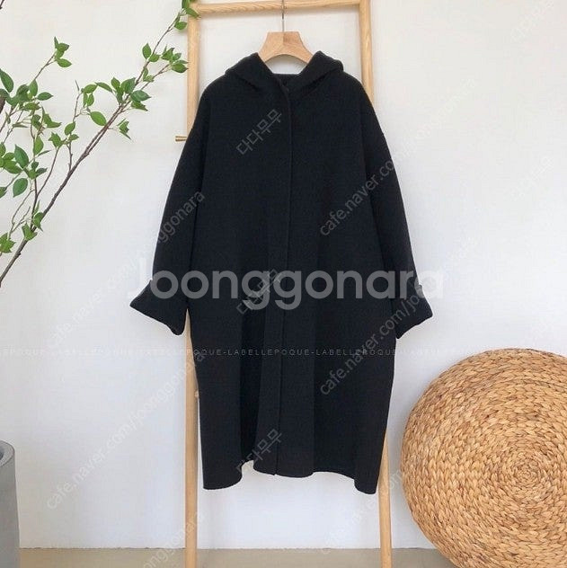 A라인 핸드메이드 후드 롱 코트--8