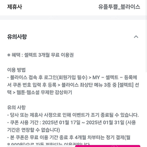 블라이스 셀렉트 3개월 이용권 700원판매중