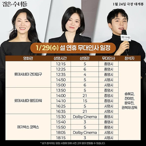 1/29 (수) 15:50, 코엑스 검은 수녀들 무대인사 A열 2석