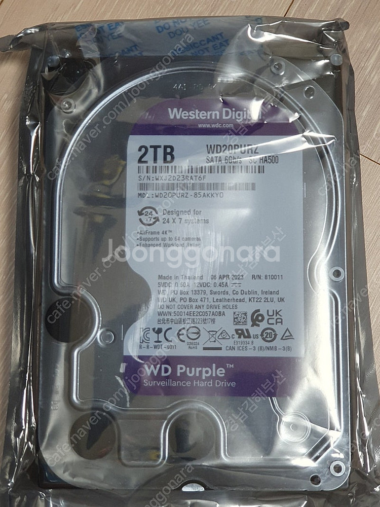 WD Purple CCTV 용 하드 HDD 새상품 2테...--0