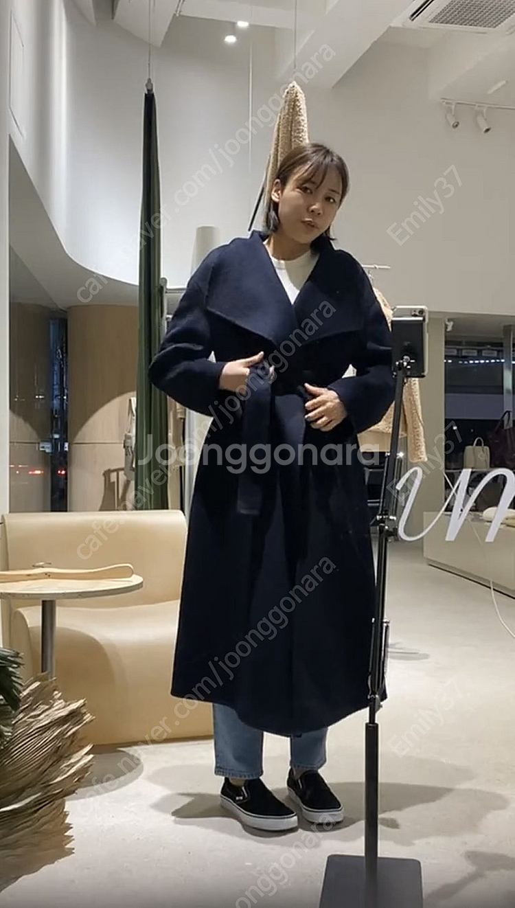 [새제품]유메르 잔느 롱 딥네이비 캐시미어100--2