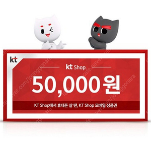 KT닷컴 5G 5만원 모바일상품권 팝니다 (2장까지 적용 됩니다)