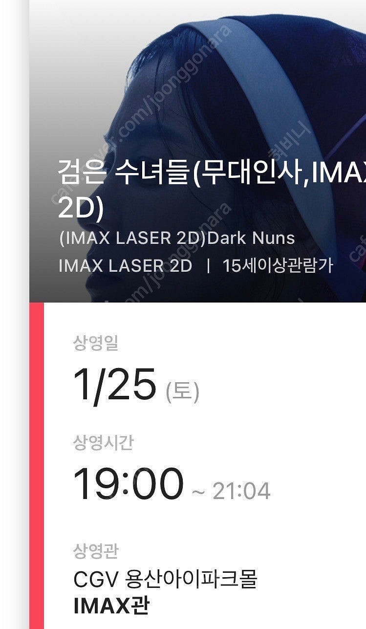 CGV 용산아이파크몰 IMAX 검은수녀들 2연석 정가양...--0
