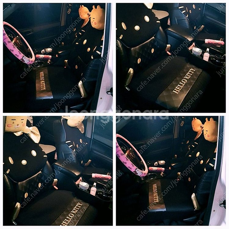 헬로키티 시트커버 차량용품 신제품 블랙 골드 매쉬 통기...--6