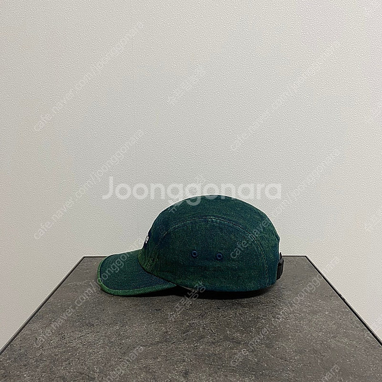슈프림 워시드 데님 그린 박스로고 캠프캡 모자--1