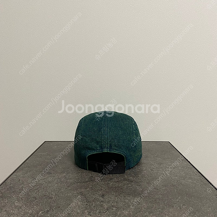 슈프림 워시드 데님 그린 박스로고 캠프캡 모자--3