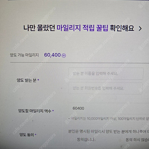 하나투어 마일리지 60400포인트 양도 54000원