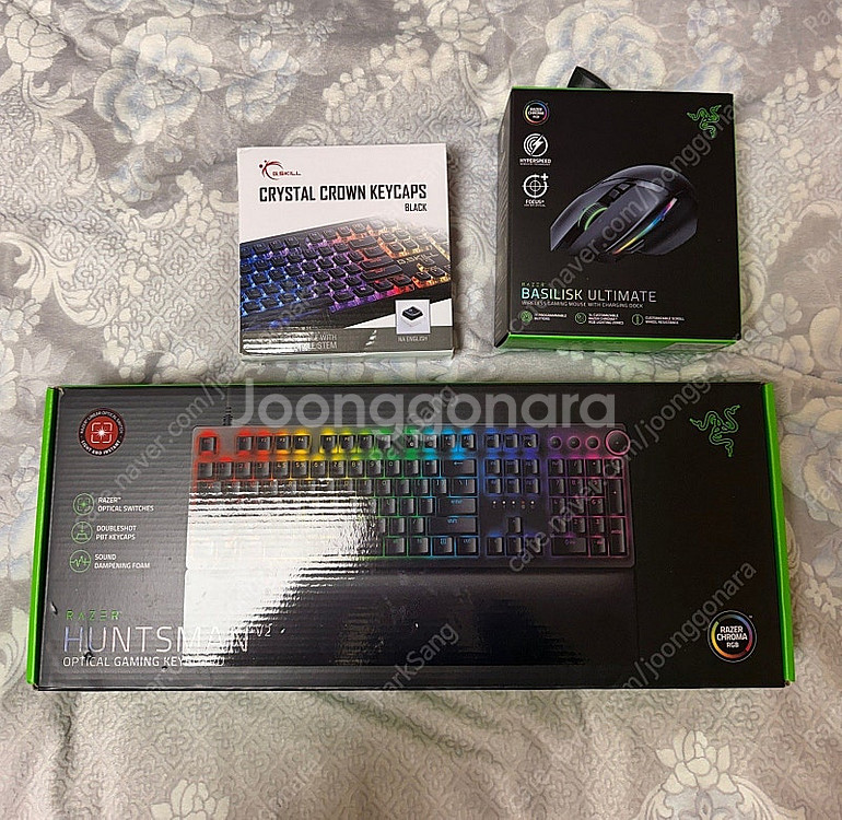 레이저 헌츠맨 v2 리니어 키보드 + 레이저 바실리스크 마우스 팜--0