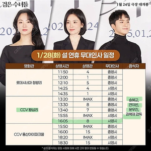 검은수녀들 무대인사 1/28-2/2 Cgv 왕십리 영등포 인천 통로 2연석 양도