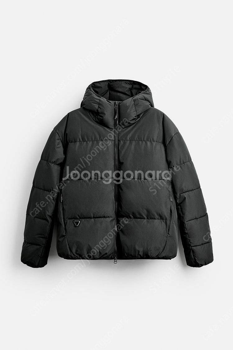 [새상품] ZARA 남성 후드 패딩 점퍼 자라 블랙--0