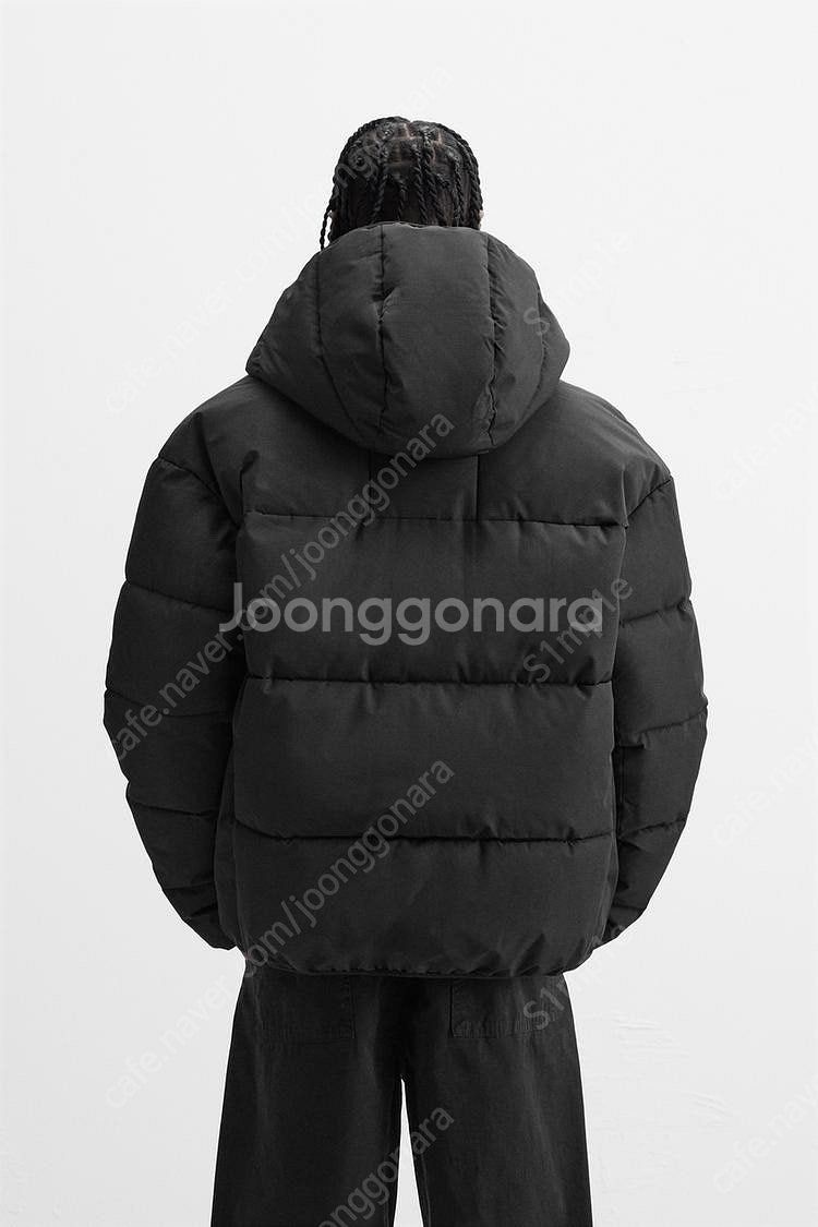 [새상품] ZARA 남성 후드 패딩 점퍼 자라 블랙--7