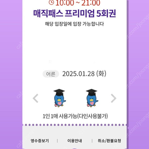 1월28일(화)롯데월드 매직패스 5회권