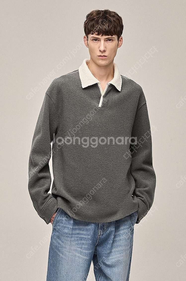 타임옴므 / 23fw 울 블렌드 부클 카라 니트/ 95--5
