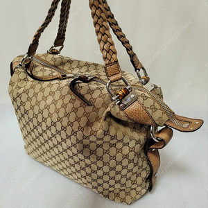 구찌 GUCCI Bamboo Bar GG Canvas Large Bag