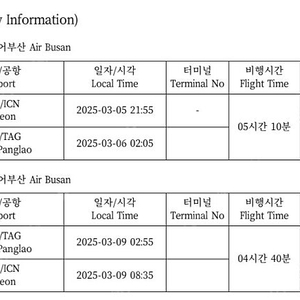 필리핀 보홀 왕복 2인 항공권 양도합니다(3월 5일~9일)