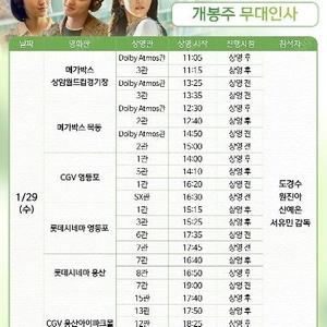 29일 무대인사.말할수없는비밀 B열 통로석 롯데시네마 영등포/ 검은수녀들 D열2연석 롯데시네마 월드타워