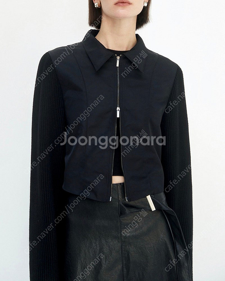 트리밍버드 Knit sleeve cropped jack...--0