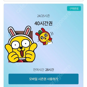 곤지암 시간권 28시간 판매합니다