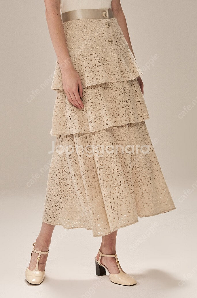 한섬 오브제[새옷]밴딩 레이어드 티어드 스커트(정상가62.5)--0