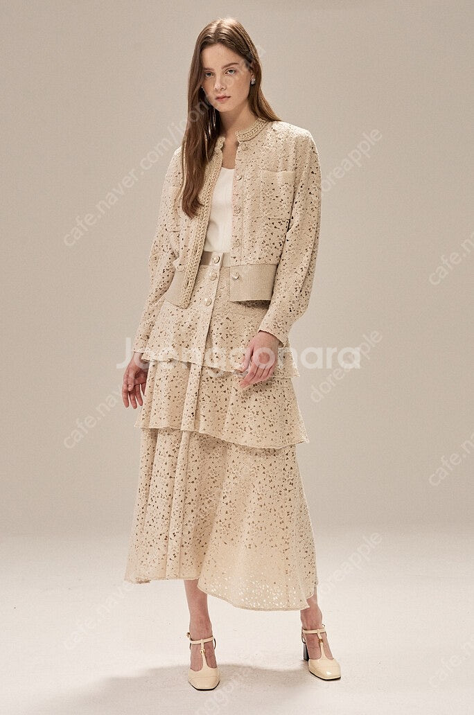 한섬 오브제[새옷]밴딩 레이어드 티어드 스커트(정상가62.5)--1