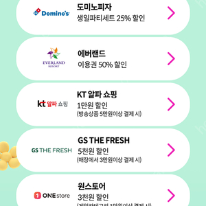 KT 생일쿠폰(배스킨라빈스 4천원 할인,도미노피자 생일세트 25%,GS the fresh 5천원 할인,Kt알파쇼핑 1만원 할인쿠폰,에버랜드 50%등)