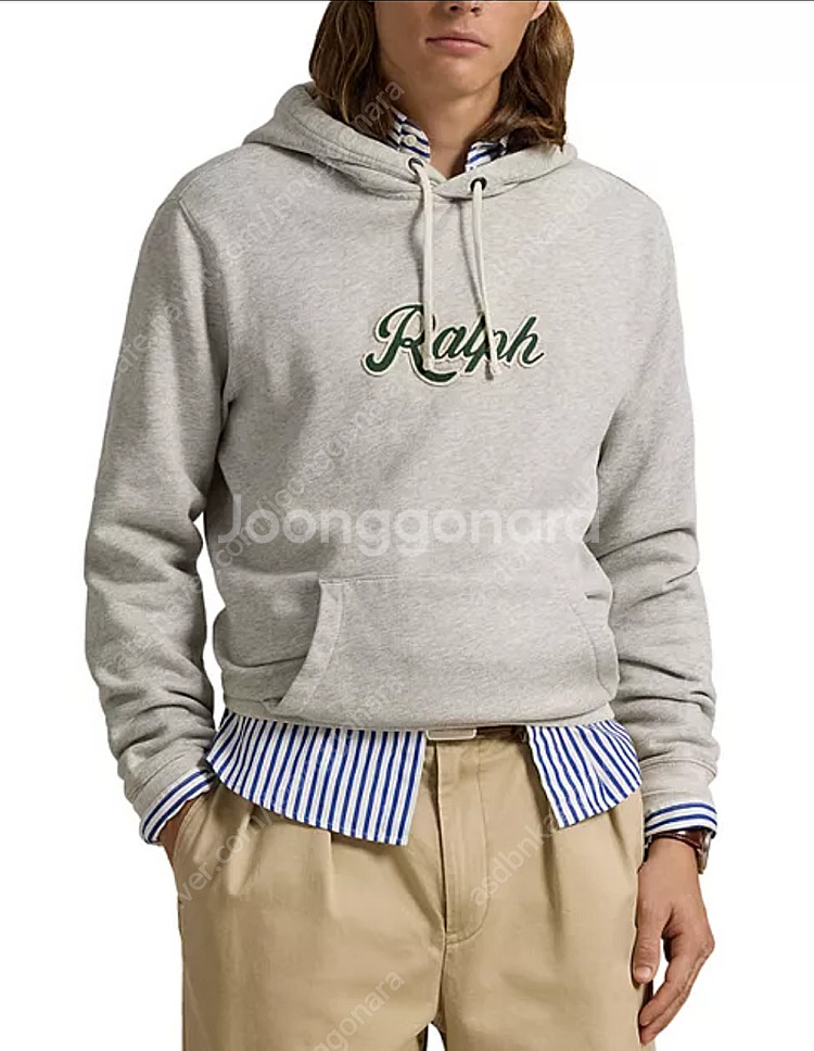 폴로 RALPH 랄프 로고 플리스 후드 그레이 2XL사...--1