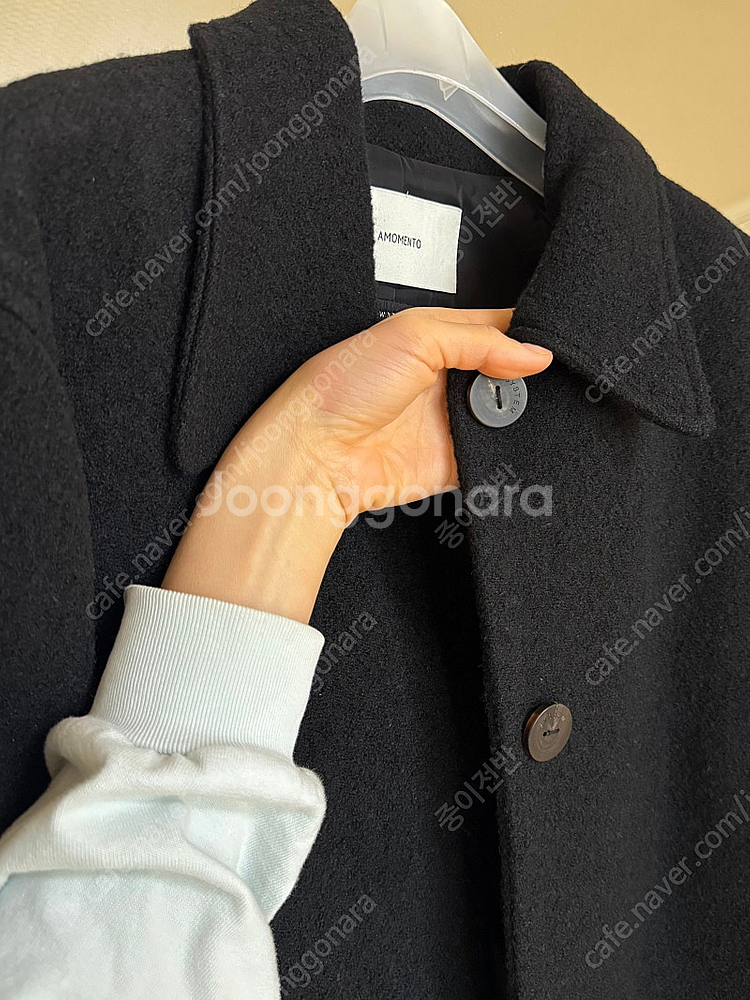 아모멘토 아워글래스 하프코트 블랙--1