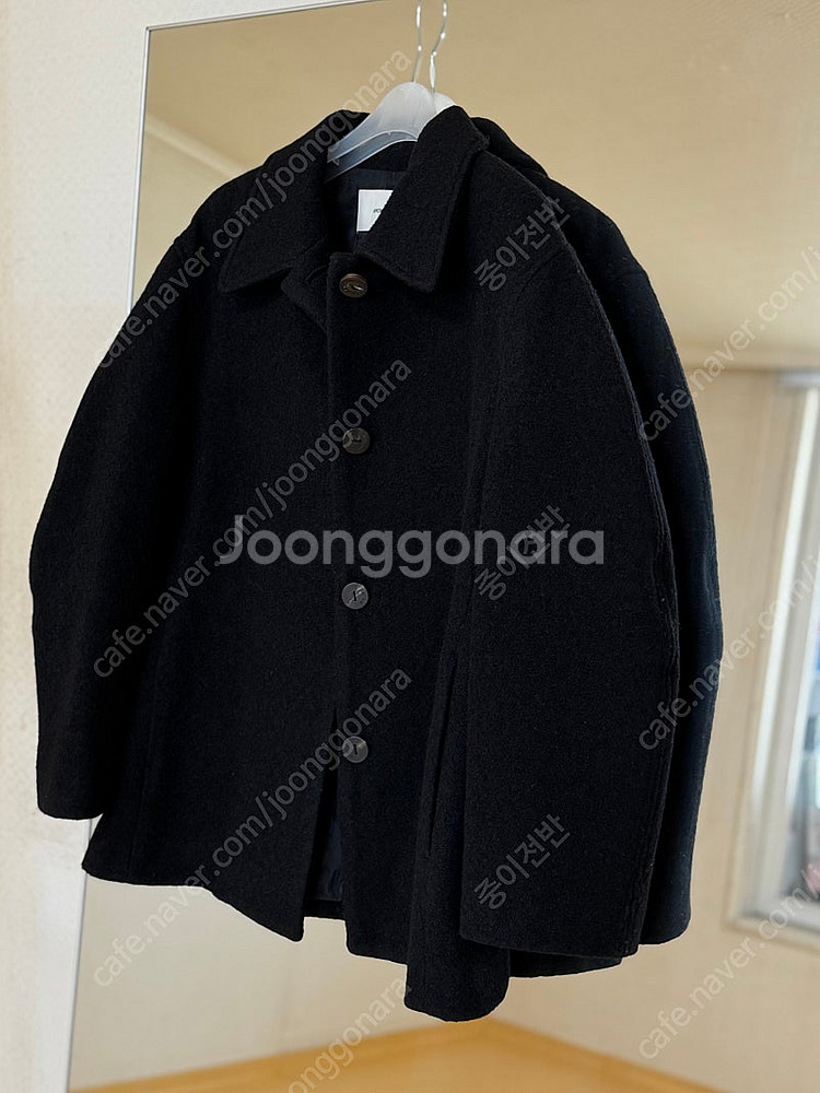 아모멘토 아워글래스 하프코트 블랙--4