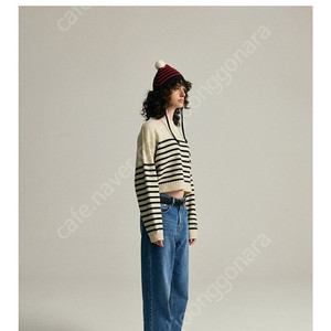 더바넷 Shetland Marine Striped Knit Sweater