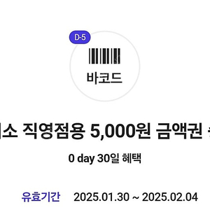 다이소 직영점용 5,000원 금액권(~2/4)